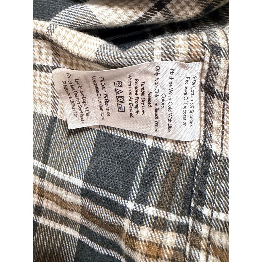 Eddie Bauer Mens 2XL Field Flannel Flex 2.0 Shirt Black White Tan Plaid 13501912 - Picture 6 of 8